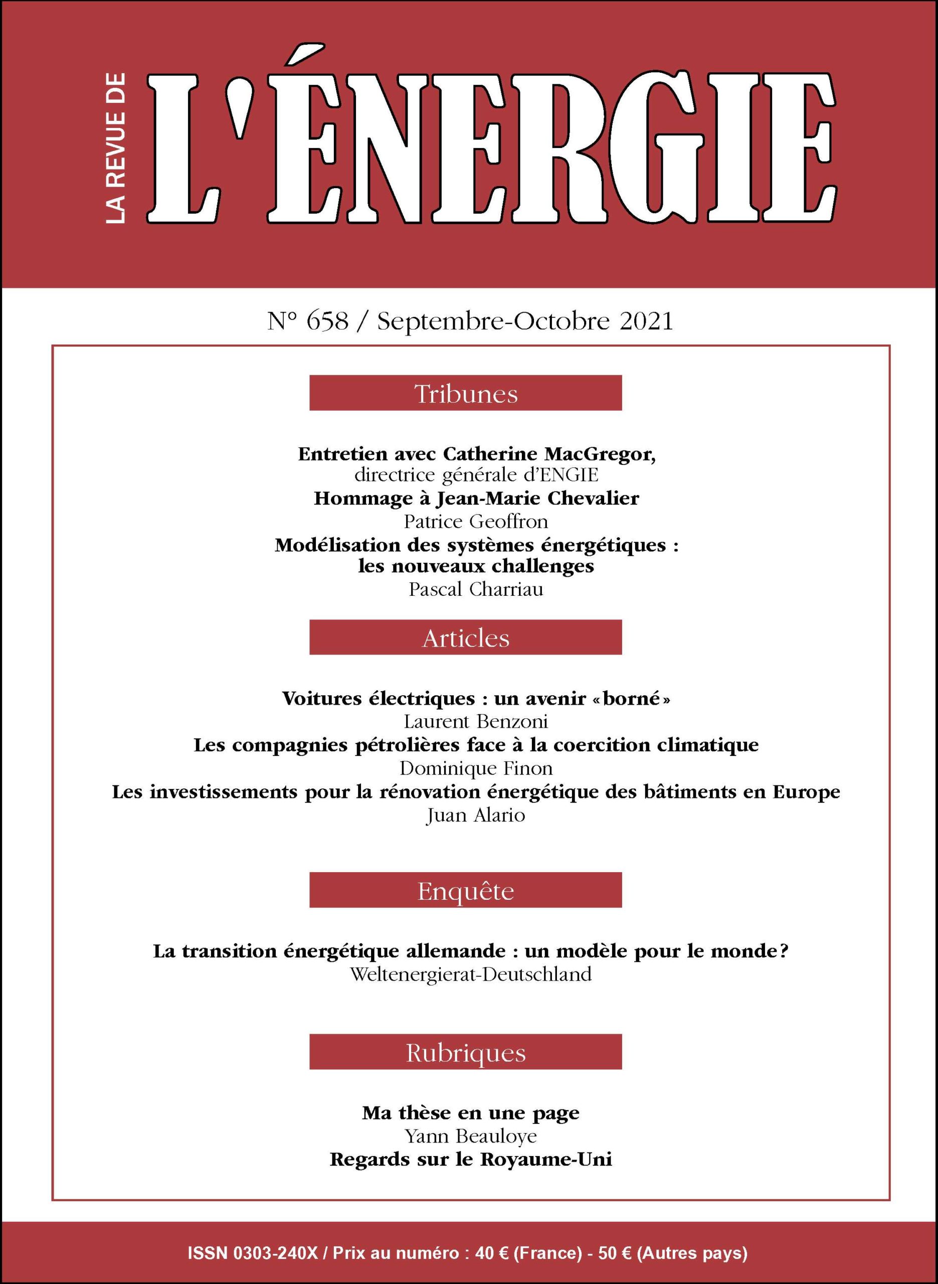 Lire la suite à propos de l’article Parution du n°658 de La Revue de l’Énergie