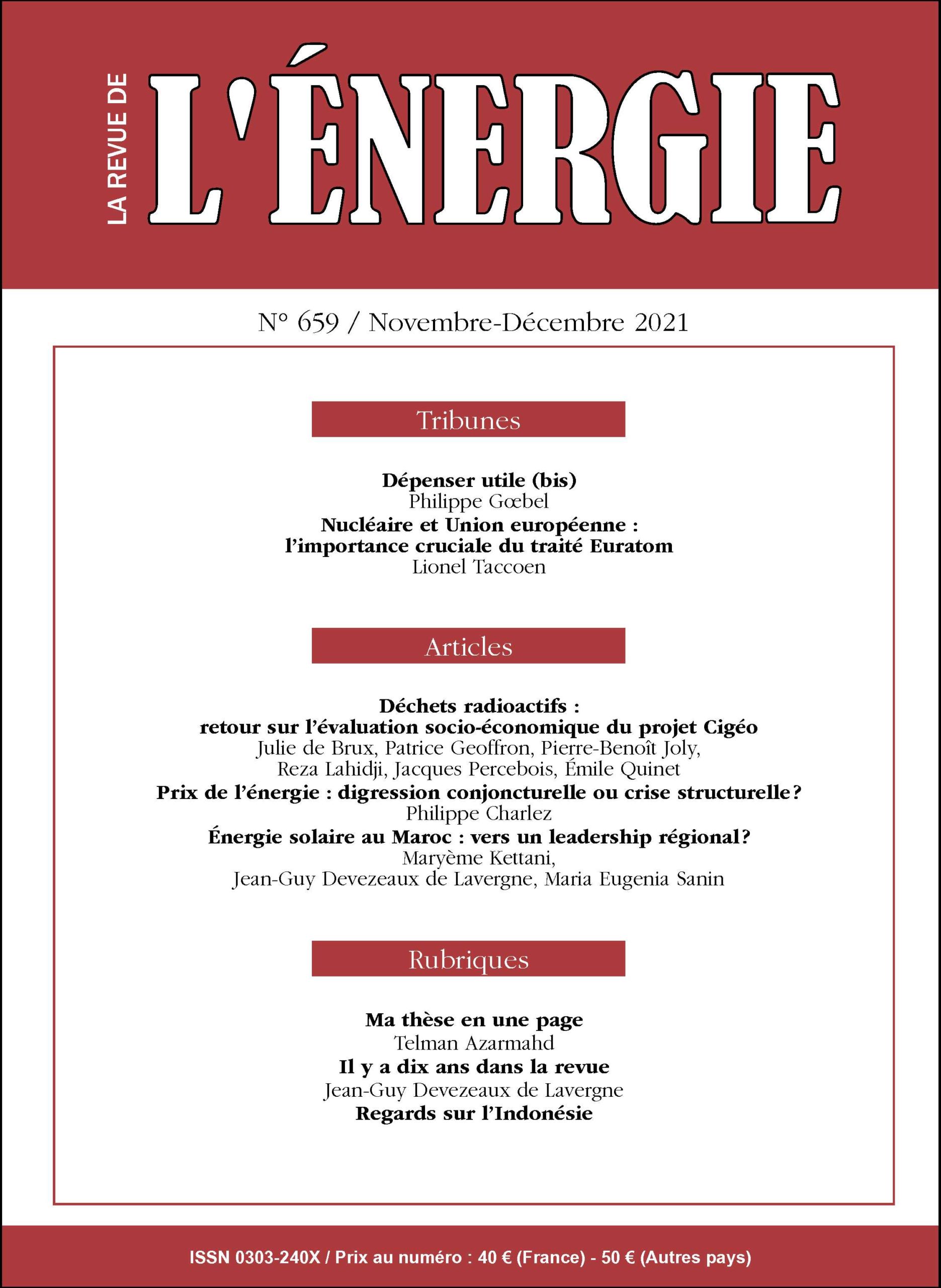 Lire la suite à propos de l’article Parution du n°659 de La Revue de l’Énergie