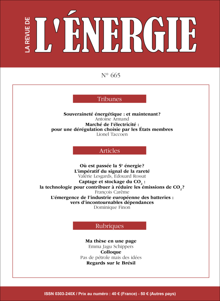 Couverture La Revue de l'Énergie