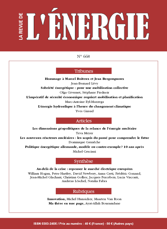 Lire la suite à propos de l’article Parution du n°668 de La Revue de l’Énergie