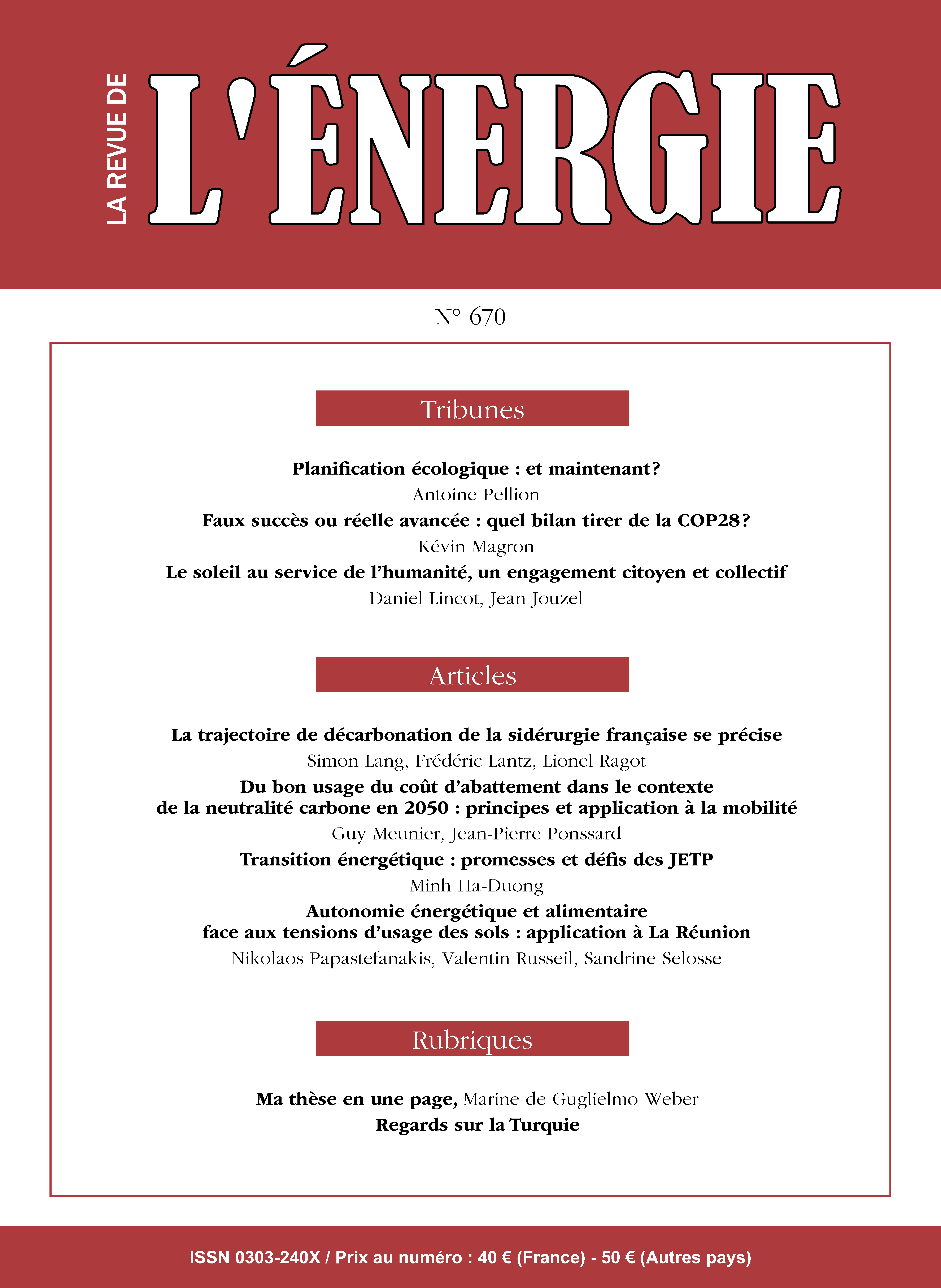 Lire la suite à propos de l’article Parution du n°670 de La Revue de l’Énergie