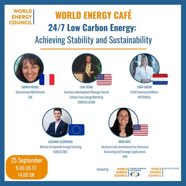 Lire la suite à propos de l’article World Energy Café France – USA | 24/7 Low Carbon Energy: Achieving Stability and Sustainability 